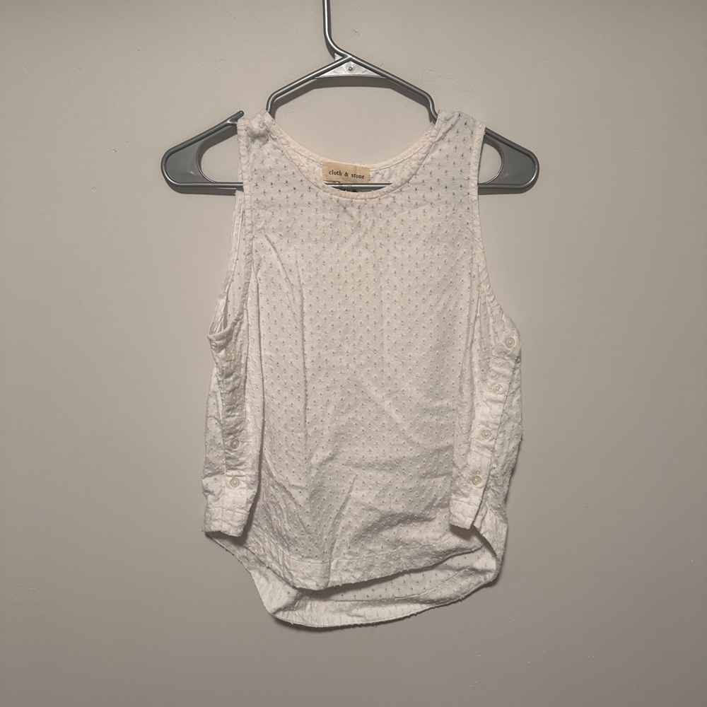 Cloth & Stone Textured White Sleeveless Blouse